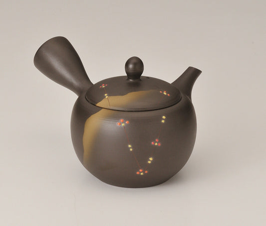 (常滑焼) 富泉黑色高丸圓點茶壺