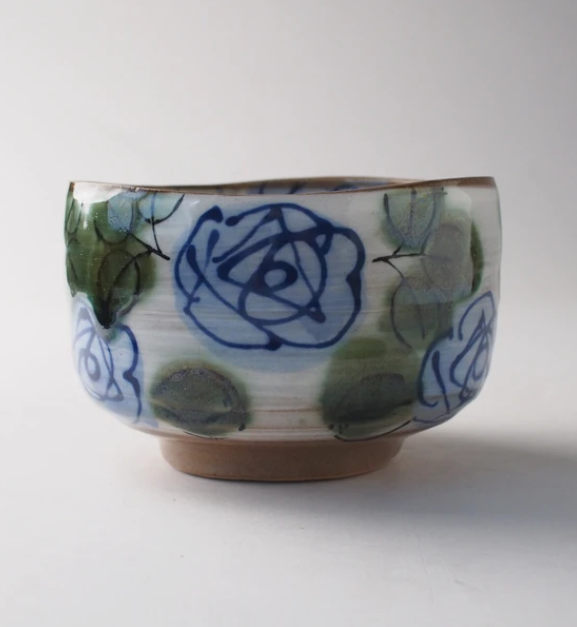美濃燒 藍玫瑰日本茶杯