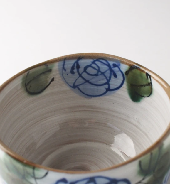 美濃燒 藍玫瑰日本茶杯