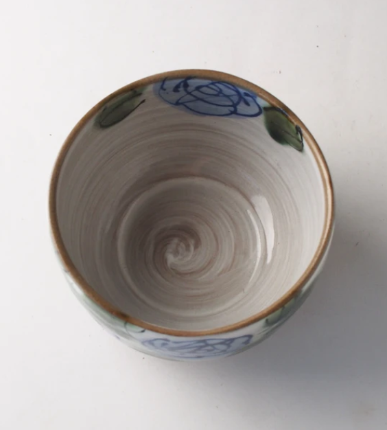 美濃燒 藍玫瑰日本茶杯