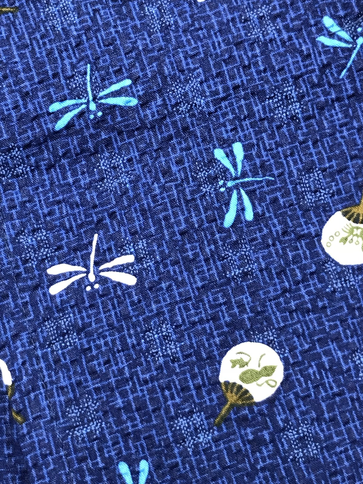 ☆浴衣套裝☆波紋材質☆扇子蜻蜓圖案☆